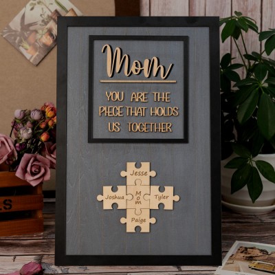 Mum Puzzle Sign Personalized Mother's Day Wood Sign Gift Ideas Piece That Holds Us Together