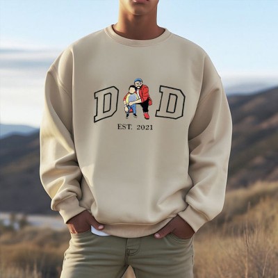 Custom Embroidered Dad Sweatshirt Hoodie with Photo For Father's Day Gift