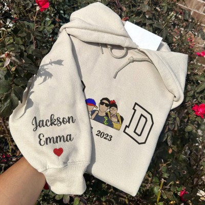 Custom Embroidered Dad Sweatshirt Hoodie with Photo For Father's Day Gift