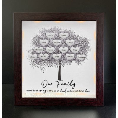 Personalized Family Tree Name Red Oak Frame Home Decor