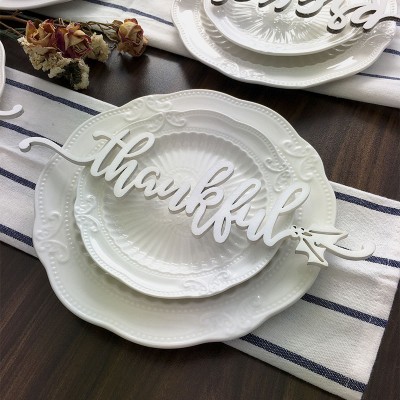 Thanksgiving Place Cards For Dining Table Decor Thankful Words Sign