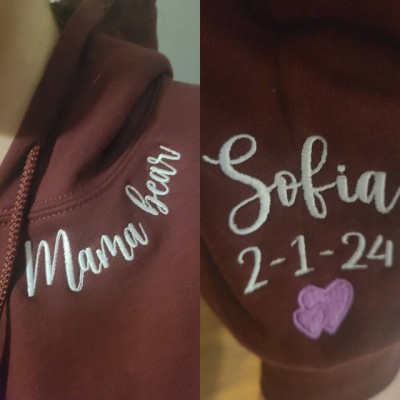 Custom Embroidered Mama Sweatshirt Hoodie with Kids Names For Mother's Day Gift Ideas