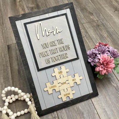 Personalised Mothers Day Gift Mom You Are The Piece That Holds Us Together Puzzles Pieces Name Sign Wall Decor