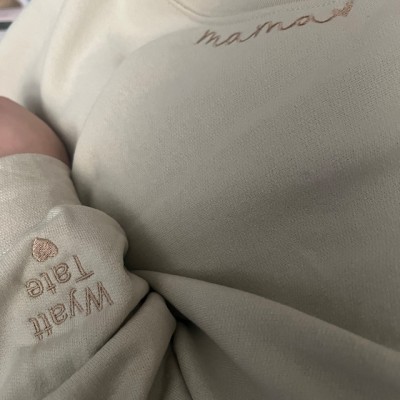 Custom Embroidered Mama Sweatshirt Hoodie with Kids Names For Mother's Day Gift Ideas