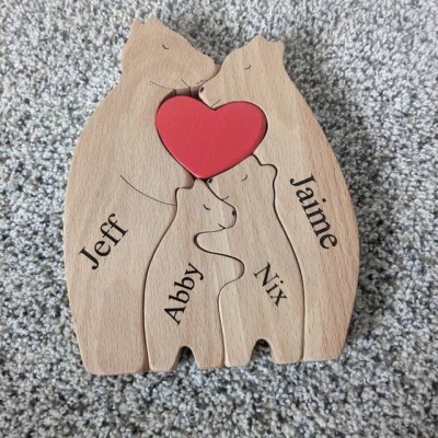 Custom Wood Bear Family Puzzle Keepsake Home Decor For Mother's Day Gift