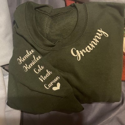 Custom Embroidered Granny Sweatshirt Hoodie with Kids Names For Mother's Day Gift Ideas