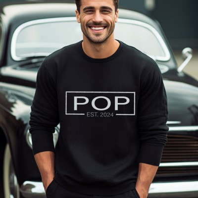 Personalised POP Hoodie Sweatshirt Shirt with Est Date For Dad Grandad Father's Day Gift Ideas