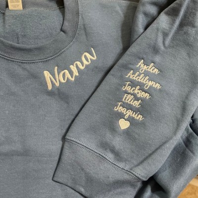 Custom Embroidered Nana Sweatshirt Hoodie with Kids Names For Mother's Day Gift Ideas