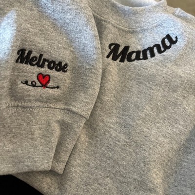 Custom Embroidered Mama Sweatshirt Hoodie with Kids Names For Mother's Day Gift Ideas